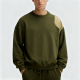 Olive Green Shoulder Accent Oversized Crewneck