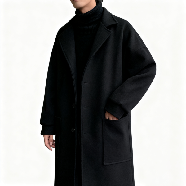 All-Black Oversized Wool Blend Coat