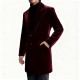 Burgundy Velvet Double-Breasted Coat