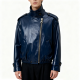 Navy Patent Leather High-Collar Jacket