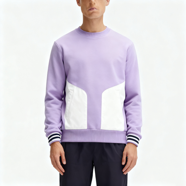 Lavender & White Contrast Panel Crewneck