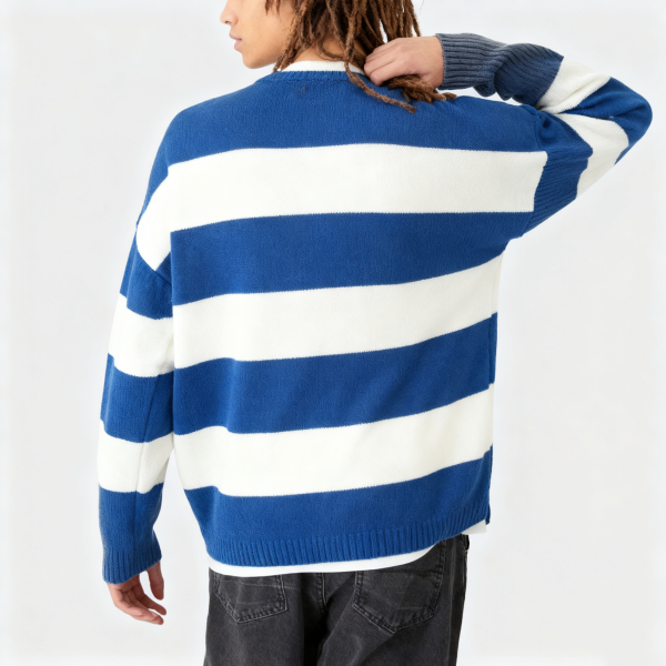 Navy & White Striped Oversized Sweater
