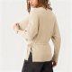 Beige Tie-Waist Wrap Knit Sweater